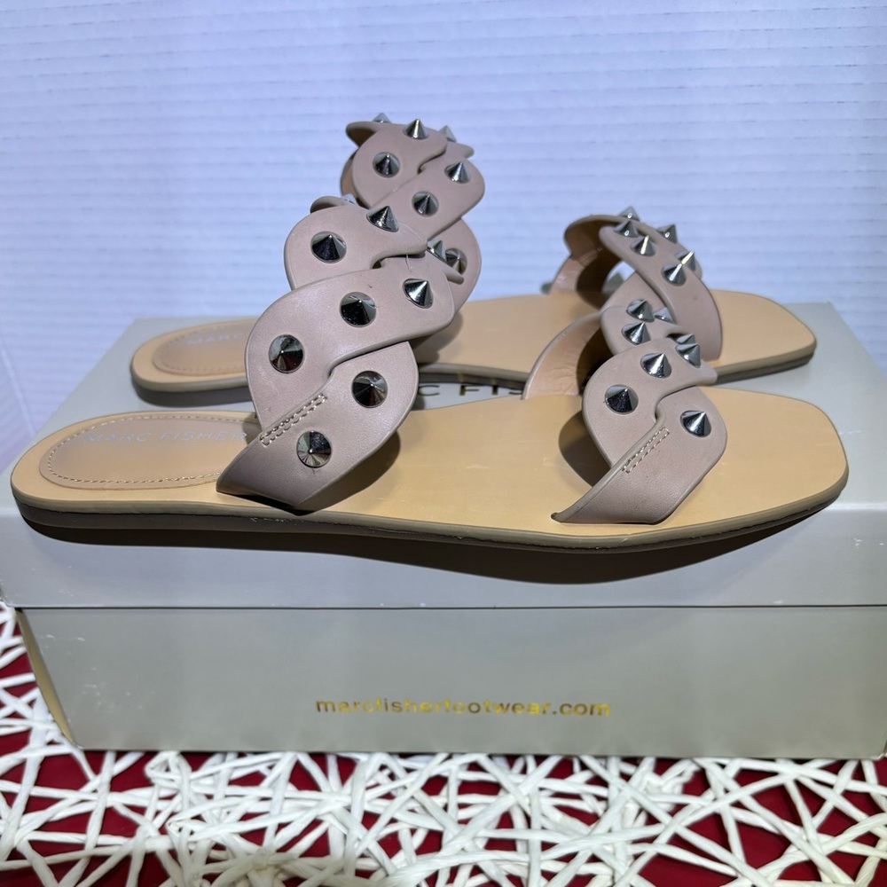 Marc Fisher 7.5 M Bodil Studded Slide Sandals New in the box
